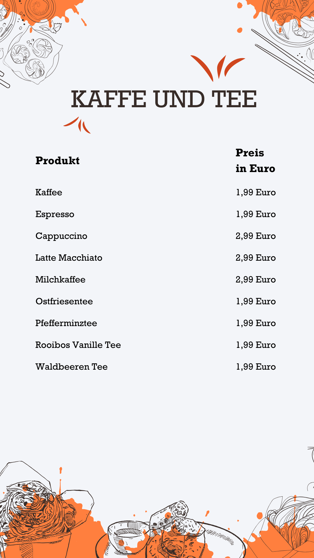 Kaffe und Tee KFC Preise